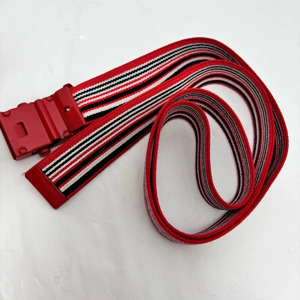 Diesel‎ Vintage stripe elastic multicolor red,black,white belt,size 36